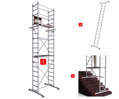 AluCombine 1 600 hauteur de travail 6m echafaudage echellee traverse 4 roues echafaudage de roulement