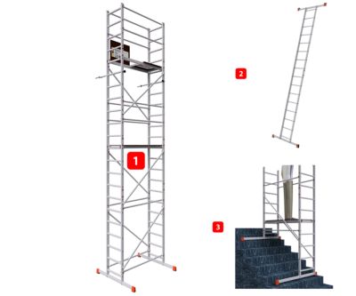AluCombine 3.0 700 hauteur de travail 7m echafaudage echellee traverse ancrages muraux