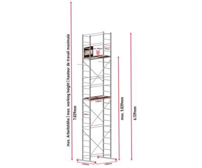 AluCombine 3.0 700 hauteur de travail 7m echafaudage echellee traverse ancrages muraux