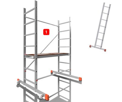 AluCombine 3 300 hauteur de travail 3m echafaudage echellee traverse 2 roues echafaudage fixes 80mm