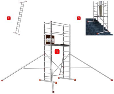 AluCombine 4 400 hauteur de travail 4m echafaudage echellee traverse stabilisateur triangulaire