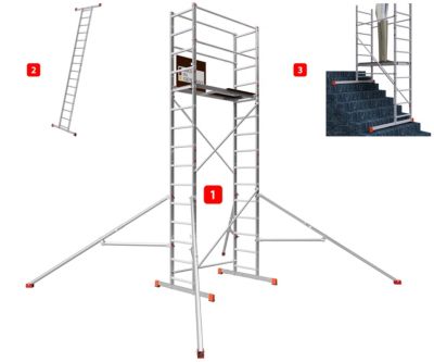 AluCombine 4 500 hauteur de travail 5m echafaudage echellee traverse stabilisateur triangulaire