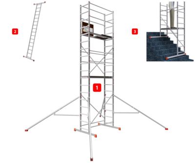 AluCombine 4 600 hauteur de travail 6m echafaudage echellee traverse stabilisateur triangulaire