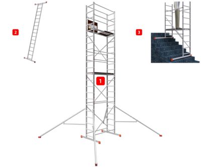 AluCombine 4 700 hauteur de travail 7m echafaudage echellee traverse stabilisateur triangulaire