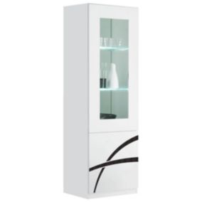 ALYSSA - Vitrine Droite 1 Porte Laquée Brillant Blanc