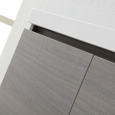 Aménagement De Salle De Bain Suspendu 80Cm Gris Avec Lavabo Et Miroir 80X70 - Manhattan