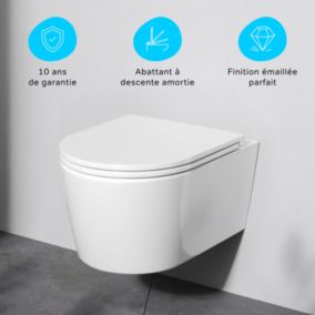 AM.PM WC suspendu FlashClean Func sans rebord avec couvercle de siège Softclosing, Blanc CFA1700SC