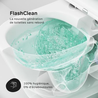 AM.PM WC suspendu FlashClean  sans rebord avec couvercle de siège Softclosing, Blanc CNA1700SC Flash