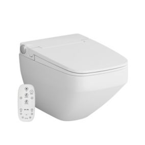 AM.PM WC suspendu FlashClean sans rebord avec siège électronique TouchReel, chauffage du siège et éclairage, Inspire V2.0 Blanc