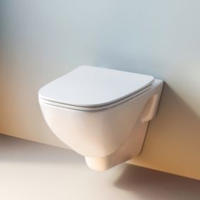 AM.PM WC suspendu WC mural sans rebord avec couvercle de siège Softclosing, FlashClean, Blanc CXA1700SC