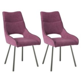 AMADO - Lot de 2 Chaises Tissu Coloris Violet