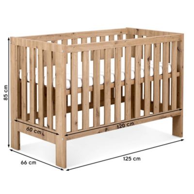 AMELIA II Lit bébé évolutif avec barrière de sécurité Chêne sans tiroir