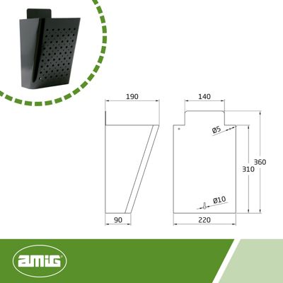 AMIG - Boîte publicité  77 - 220 x 360 x 190 mm - Acier - Noir