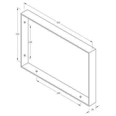 AMIG - Support  3002 - 210 x 310 x 30 mm - Acier - Noir mat