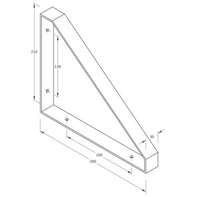 AMIG - Support  3003 - 210 x 260 x 30 mm - Acier - Noir mat
