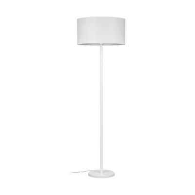 Amor Lampadaire 1xE27 Max.60W Métal Blanc/Câble PVC Transparent/Abat-jour en Tissu Gris