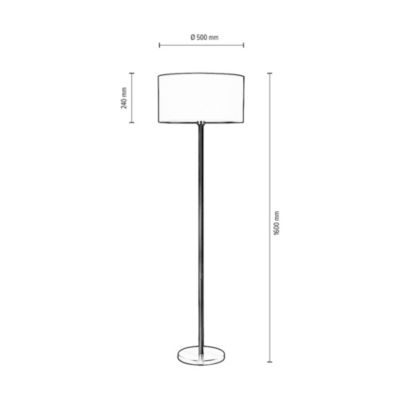 Amor Lampadaire 1xE27 Max.60W Métal Blanc/Câble PVC Transparent/Abat-jour en Tissu Gris