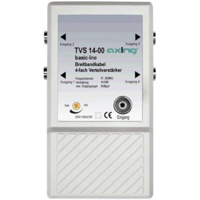 Amplificateur répartiteur TVS 14-00 1 entrée 6 sorties, amplification 4 x 10 dB pour petits réseaux terrestres et câblés