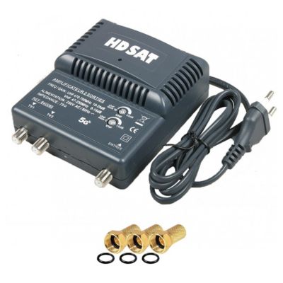 amplificateur TNT 2 sorties Gain 25dB + 3 Fiches F HDSAT