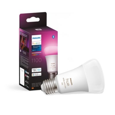 Ampoule connectée connectée dimmable Bluetooth Philips Hue IP20 A60 E27 1100lm 11W multicolore