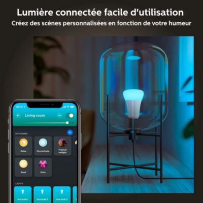 Ampoule connectée connectée dimmable Bluetooth Philips Hue IP20 A60 E27 1100lm 11W multicolore