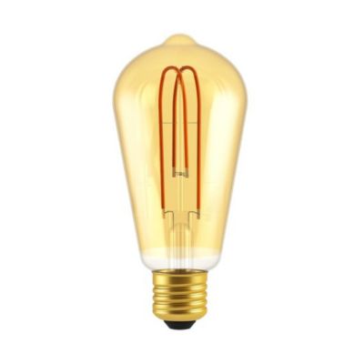 Ampoule Edison ST64 LED Doré  4W  1800K  Filament Double Spirale  Dimmable  E27