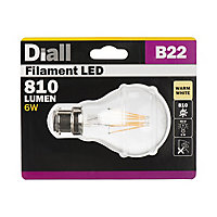 Ampoule filament LED B22 6W=60W blanc chaud