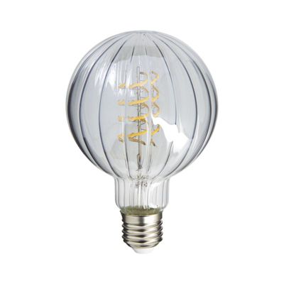 Ampoule Filament LED déco verre ciselé G95, culot E27, 240 Lumens, conso. 3W (equivalence 25W), Blanc chaud