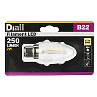 Ampoule filament LED flamme B22 2W=25W blanc chaud