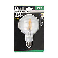 Ampoule filament LED sphérique E27 12W=100W blanc chaud
