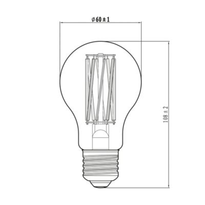 Ampoule LED à filament A60 E27 806lm=60W blanc chaud Jacobsen ⌀6 x H.10.8cm Eco