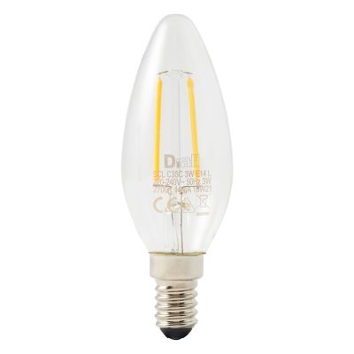 Ampoule LED à filament flamme E14 250lm 1.8W = 25W Ø3.5cm Diall blanc chaud