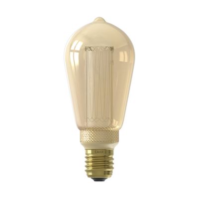 Ampoule LED à filament Glassfib doré dimmable E27 ST64 ⌀6,4cm 120lm 3,5W blanc chaud Calex