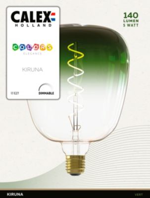 Ampoule LED à filament Kiruna vert dimmable E27 140lm 5W IP20 blanc chaud Calex ⌀.14 x H.20 cm