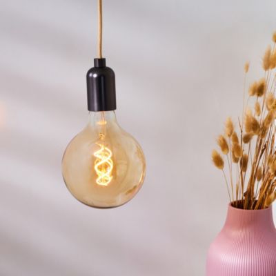 Ampoule LED à filament spirale globe E27 450lm 8W blanc chaud ⌀12,8 cm ambrée