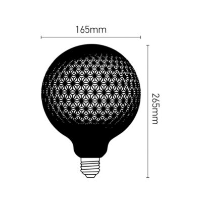 Ampoule LED à filament Tatoo E27 130lm 6W blanc chaud ⌀12,8 cm noir