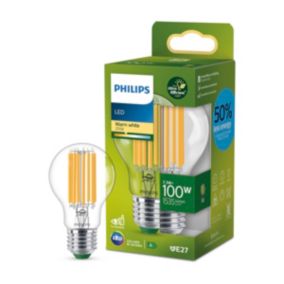 Ampoule LED A60 E27 1535lm=100W blanc chaud Philips ⌀6 cm transparent