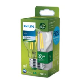 Ampoule LED A60 E27 485lm=40W blanc froid Philips ⌀6 cm transparent