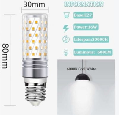 Ampoule LED Ampoule de maïs LED E27 16W 6000K lumière chaude 900LM lumineux AC 230V suspension E27  LED faisceau lot de 5