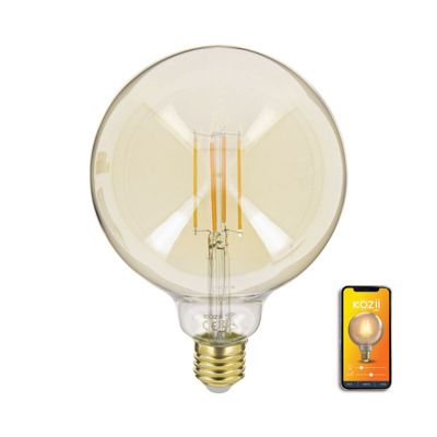 Ampoule LED connectée KOZii, éclairage multi-blancs, Filament E27 G125 au verre ambré, 5,5W cons. Variation de luminosité