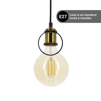 Ampoule LED connectée KOZii, éclairage multi-blancs, Filament E27 G125 au verre ambré, 5,5W cons. Variation de luminosité