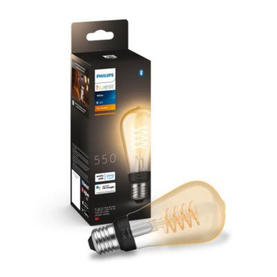 Ampoule LED connectée Edison Philips Hue E27 IP20 580lm 9W blanc doux