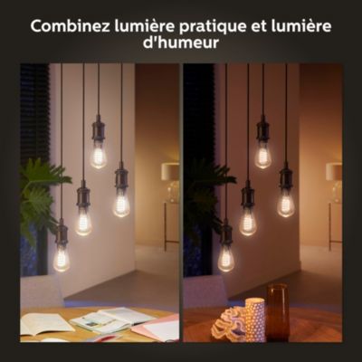 Ampoule LED connectée Edison Philips Hue E27 IP20 580lm 9W blanc doux