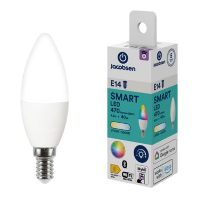 Ampoule LED connectée Myko E14 flamme 470lm=40W variation de blancs et