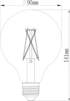 Ampoule LED connectée Myko E27 globe Ø9,5cm à filament 1055lm=75W variation blancs Jacobsen transparent