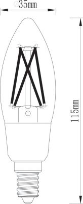 Ampoule LED connectée Myko LED E14 flamme à filament 470lm=40W variation de blancs Jacobsen transparent