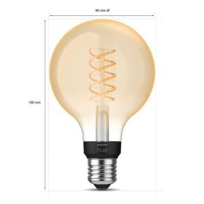 Ampoule LED connectée Philips Hue Globe G93 E27 IP20 580lm 7,2W blanc doux