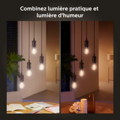 Ampoule LED connectée Philips Hue globe IP20 E27 550lm 7W blanc