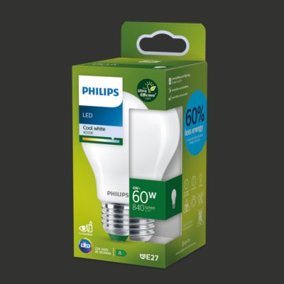 Ampoule LED dépoli A60 E27 840lm=60W ⌀6 cm blanc froid Philips