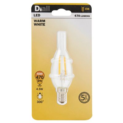 Ampoule LED Diall flamme courbée E14 4,5W=40W blanc chaud